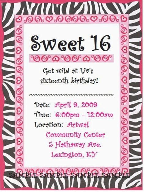 invitation wording for sweet 16|More.